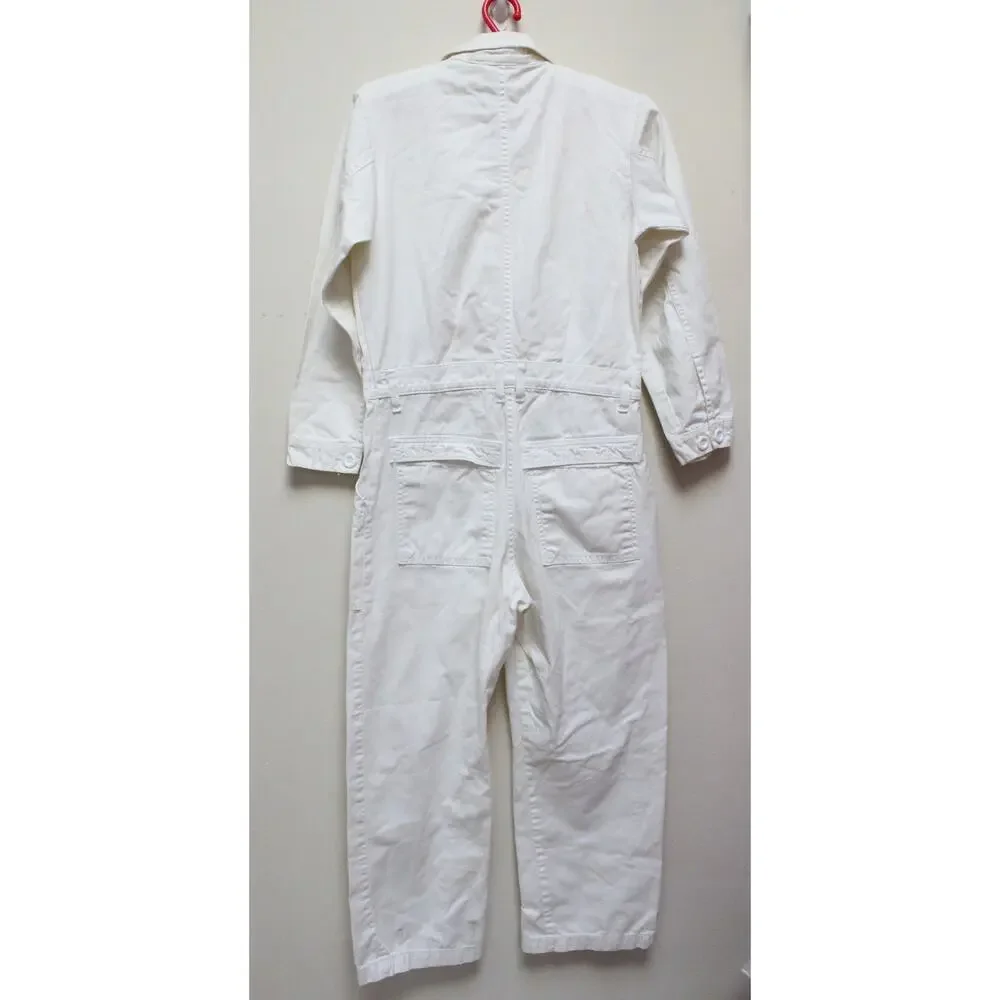 Big Bud Press White Everyday Long Sleeve Denim Worksuit Coveralls Jumpsuit Small - Picture 3 of 5